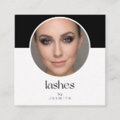 Lash Tech QR-code foto socials zwart wit vierkant Vierkante Visitekaartje (Voorkant)