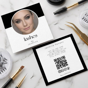 Lash Tech QR-code foto socials zwart wit vierkant Vierkante Visitekaartje