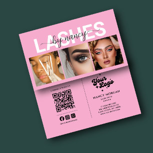 Lash Tech Roze 3 Foto Raster Qr Code Lash Artiest Visitekaartje