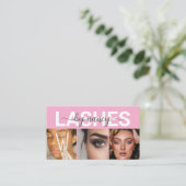 Lash Tech Roze 3 Foto Raster Qr Code Lash Artiest Visitekaartje (Staand voorkant)