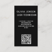 Lash Tech Salon Foto Zwart Luxe QR Code Visitekaartje (Achterkant)