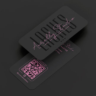 Lash Tech Studio Minimaal Roze Zwart Afspraak  Visitekaartje