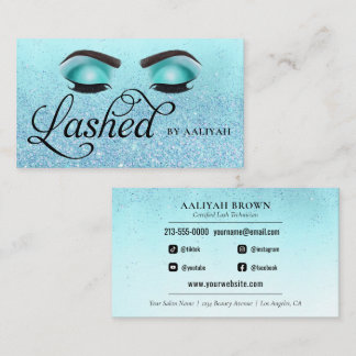 Lash Tech Turquoise Blue Glam Glitter Eyes Visitekaartje