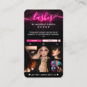 Lash Tech Zwart Roze Make-up Artiest Portfolio Visitekaartje (Voorkant)