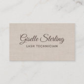 Lash Technician Beige Linen Modern Elegant QR Code Visitekaartje (Voorkant)