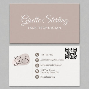 Lash Technician Blush Mauve Moderne Elegante QR-co Visitekaartje