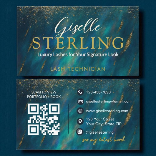 Lash Technician Dark Opal Glam Moderne QR-code Visitekaartje