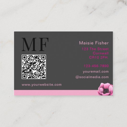 Lash Technician, Eyelash Infills QR Code Monogram  Visitekaartje (Achterkant)