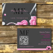 Lash Technician, Eyelash Infills QR Code Monogram  Visitekaartje