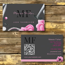 Lash Technician, Eyelash Infills QR Code Monogram Visitekaartje