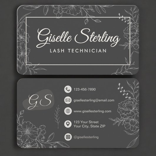 Lash Technician Floral Visitekaartje