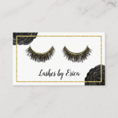 Lash Technician Make-up Artiest Zwart Bloemen Klantenkaartje (Voorkant)
