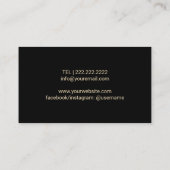 Lash Technician Modern Zwart & Goud Glitter Salon Visitekaartje (Achterkant)