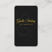 Lash Technician Monogram Black Gold QR Code Beauty Visitekaartje (Voorkant)