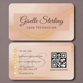 Lash Technician Neutral Beige Gold QR Code Visitekaartje