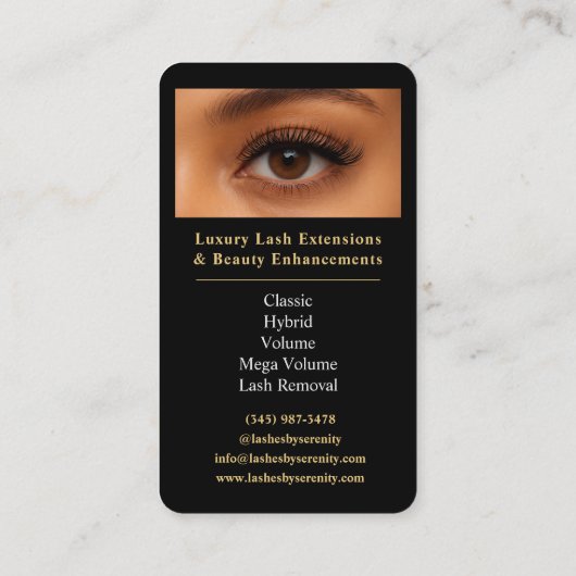 Lash Technician QR Code Zwart Goud Luxe Schoonheid Visitekaartje (Achterkant)