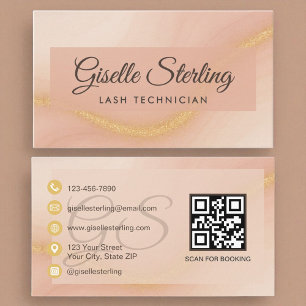 LASH Technician Waterverf Gold Monogram QR-code Visitekaartje