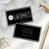 Lash-technicus Modern Elegant Zwart & Wit Logo Visitekaartje