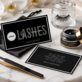 Lash-technicus Modern Elegant Zwart & Wit Logo Visitekaartje