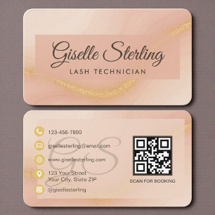 Lash-technicus Neutraal Beige Goud QR-code Visitekaartje
