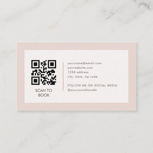 Lash-technicus QR-code Blush Roze Visitekaartje (Achterkant)