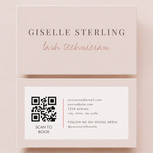 Lash-technicus QR-code Blush Roze  Visitekaartje