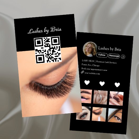 Lash-technicus QR-code fotocollage Visitekaartje