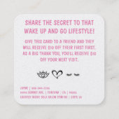 Lash verwijzingskaart vierkante visitekaartje (Achterkant)