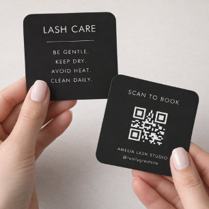 Lash Verzorgingsinstructies QR Code Vierkante Kaar Visitekaartjes