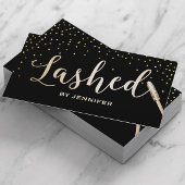 Lashed Gold Script Gold Confetti Eyelash Extension Visitekaartje