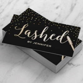 Lashed Gold Script Gold Confetti Eyelash Extension Visitekaartje