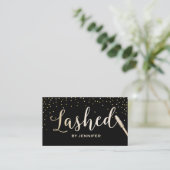 Lashed Gold Script Gold Confetti Eyelash Extension Visitekaartje (Staand voorkant)