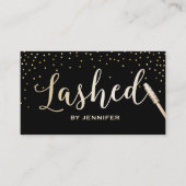 Lashed Gold Script Gold Confetti Eyelash Extension Visitekaartje (Voorkant)