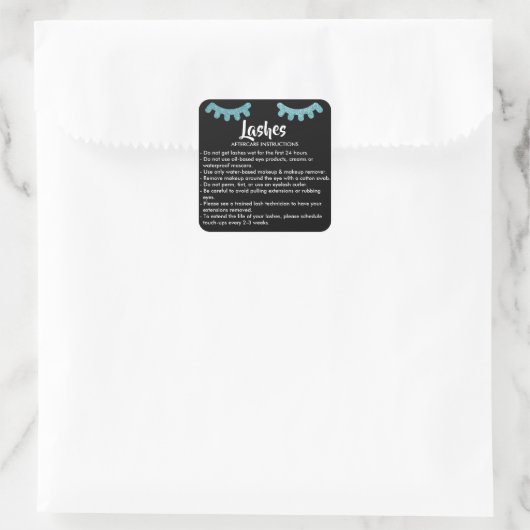 Lashes AFTERCARE INSTRUCTIES Sticker (Tas)