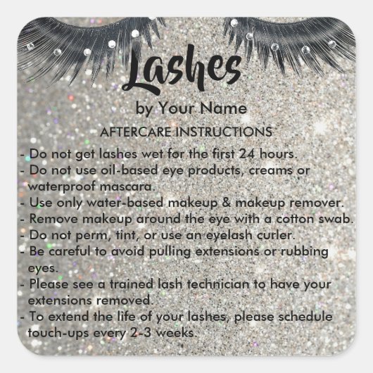 Lashes AFTERCARE INSTRUCTIES Sticker (Voorkant)