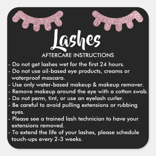 Lashes AFTERCARE INSTRUCTIES Sticker (Voorkant)