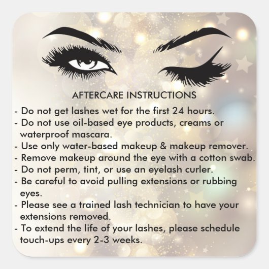 Lashes AFTERCARE INSTRUCTIES Sticker (Voorkant)