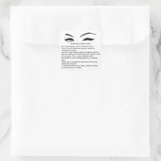 Lashes AFTERCARE INSTRUCTIES Sticker (Tas)