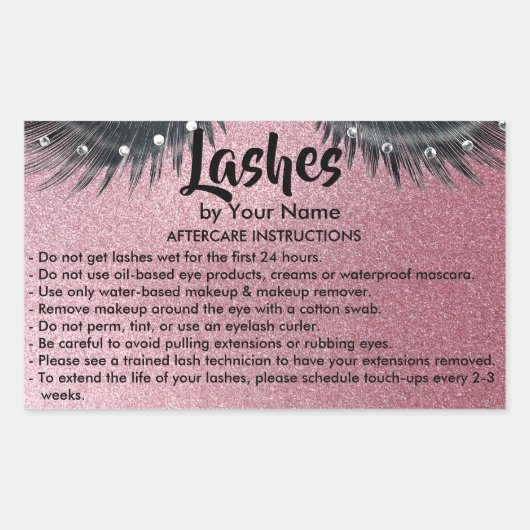 Lashes AFTERCARE INSTRUCTIES Sticker (Voorkant)