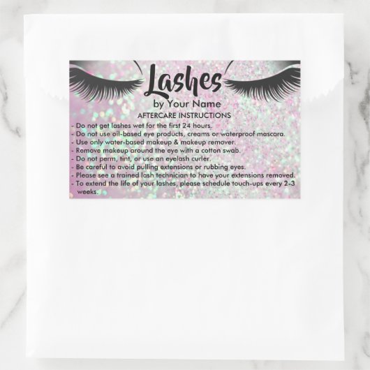 Lashes AFTERCARE INSTRUCTIES Sticker (Tas)