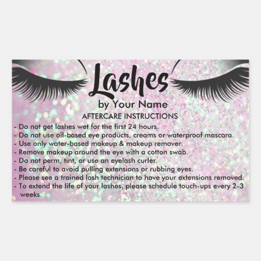 Lashes AFTERCARE INSTRUCTIES Sticker (Voorkant)