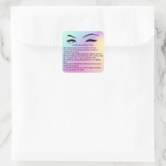 Lashes AFTERCARE INSTRUCTIES Sticker (Tas)