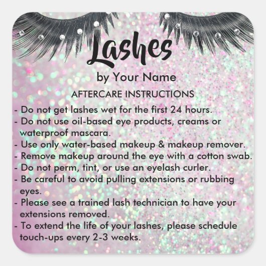 Lashes AFTERCARE INSTRUCTIES Sticker (Voorkant)
