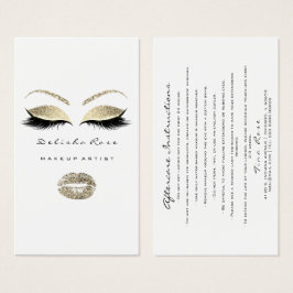Lashes Aftercare Instruction Black White Gold Lips Visitekaartje