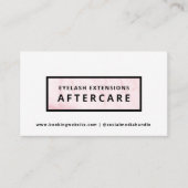 Lashes Aftercare Instructions Card Visitekaartje (Voorkant)