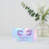 lashes and brows holographic unicorn rainbow visitekaartje (Staand voorkant)