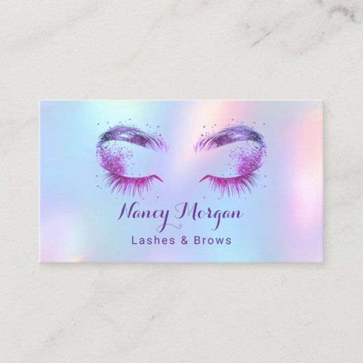 lashes and brows holographic unicorn rainbow visitekaartje (Voorkant)