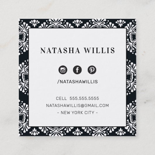 LASHES AND BROWS modern minimalistisch stijlvol zw Vierkante Visitekaartje (Achterkant)