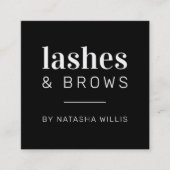 LASHES AND BROWS modern minimalistisch stijlvol zw Vierkante Visitekaartje (Voorkant)