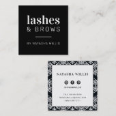LASHES AND BROWS modern minimalistisch stijlvol zw Vierkante Visitekaartje (Voorkant / Achterkant)